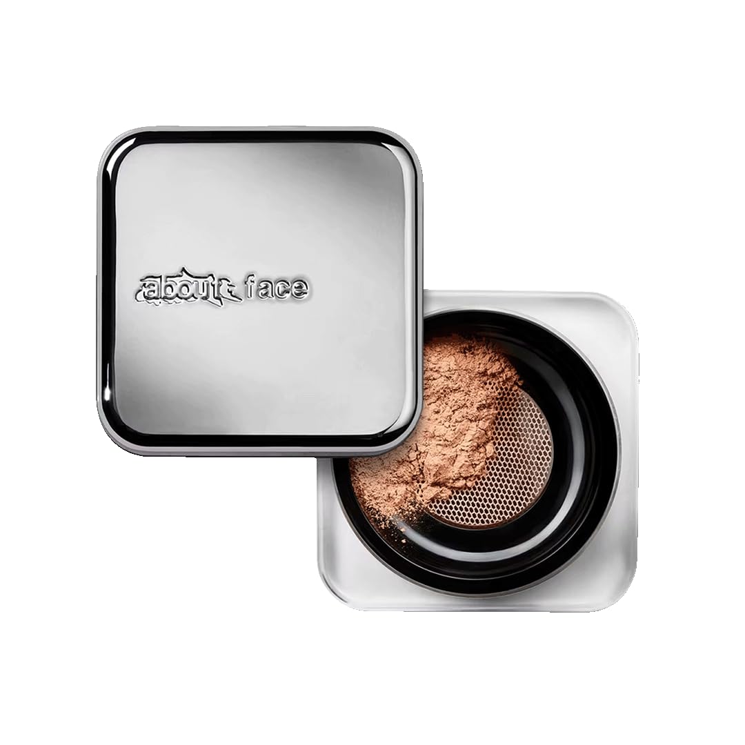 about-face Curtain Call Set & Smooth Loose Powder Draped – Lightweight, Oil-Absorbing Setting Powder with Rice Starch & Corn-Based Talc Alternative – Vegan, Cruelty-Free – 0.35oz (Medium)