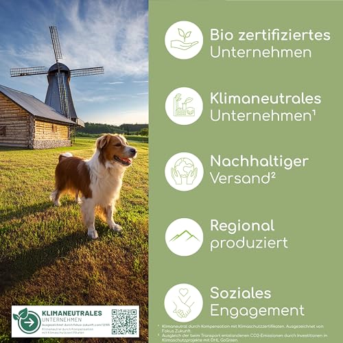 Barf Flocken Mix für Hunde – 100% Natürliche Gartengemüse und Kräuter, Getreidefrei, Unterstützt Verdauung und Gesundheit, 500g