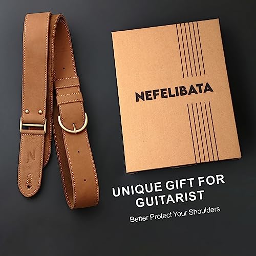 image for Nefelibata Guitar Strap,Three layers Italian Frosting Leather Guitar S