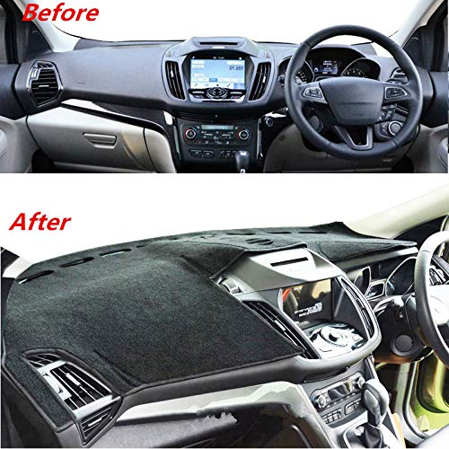 GRFIT Copertura Cruscotto Para Sole In Flanella Nera/rossa Per Ford Escape Kuga 2013-2018 – Antiriflesso, Termoisolante, Protezione UV E Antipolvere, Per Interni Auto Eleganti E Sicuri