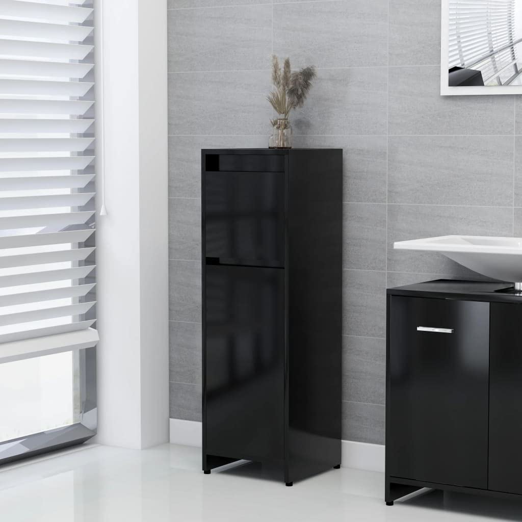 vidaXL Bathroom Cabinet Bathroom Furniture Under Basin Unit Vanity Storage Washroom Cupboard Laundry Room Rack Organiser Black Engineered Wood
