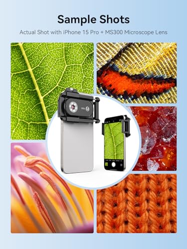 Image of MIAO LAB 300X Phone Microscope Lens, Phone Camera Micro Lens with Universal Clip /LED Light /CPL, Mini Pocket Microscope Attachment Fit for iPhone 16 /15 /14 /13, and Most Smartphone