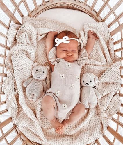 Infant Baby Girl Summer Sleeveless Strap Bubble Romper One Piece Newborn Knitted Floral Bodysuit Outfit3