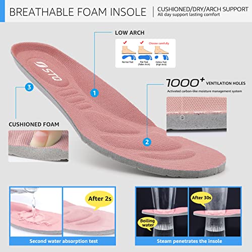 Stq Tennis Shoes Women Non Slip Athletic Walking Work Shoes Arch Support Fashion Sneakers Pink Mix 9.5 #TOP5