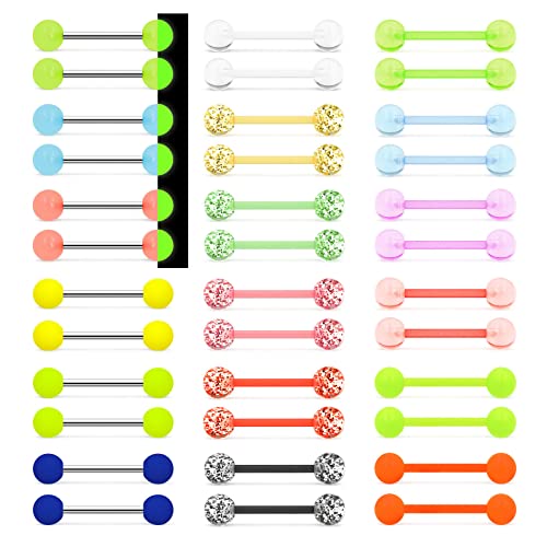 MixPiercing 36 Piezas Piercings Plástico Lengua Pezón Barras de