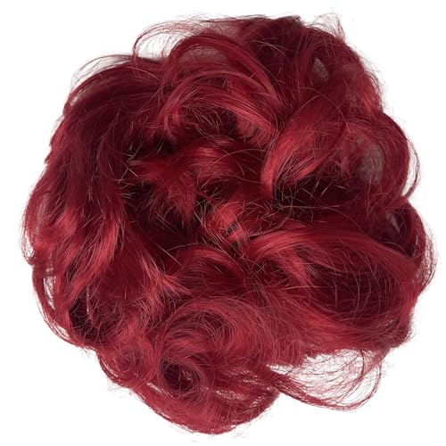 CAISHA Haarteil Haargummi Hochsteckfrisuren Voluminös Gewellt Unordentlich Kunstfaser DM13cm Rot HG7a