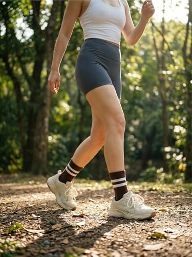Image of 90% Cotton Women Socks, 4 Pairs Comfy Athletic Socks for Running & Casual Wear with Seamless Toe&Arch Support, Size 6-9