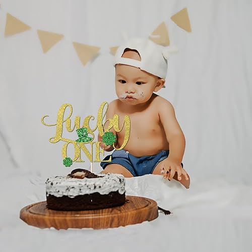 Miniatura 6 de Crseniny Decoración para pastel de cumpleaños del día de San Patricio, trébol de la suerte con purpurina de cuatro hojas, trébol de la suerte,