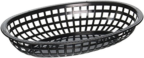 Winco Oval Fast Food Baskets, 10.25-Inch by 6.75-Inch by 2-Inch, Black