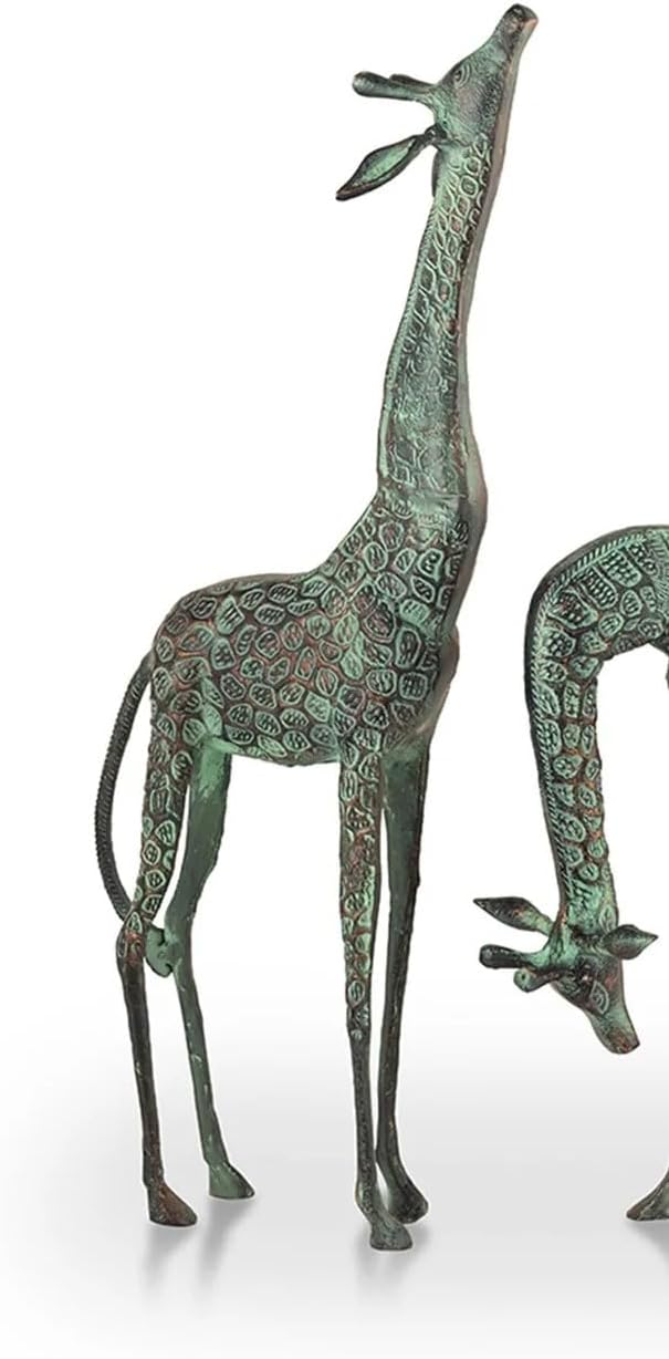Zeckos SPI Home Verdigris Finish Cast Aluminum Treetopper Giraffes Garden Sculpture Outdoor Décor