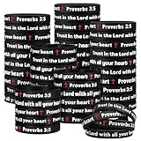 PullCrease 100 Pcs Trust in The Lord with All Your Heart Wristband Proverbs 3: 5 Rubber Wristband 10 Styles with Christian Religious Cross Gifts for Motivation, Support Church Supplies