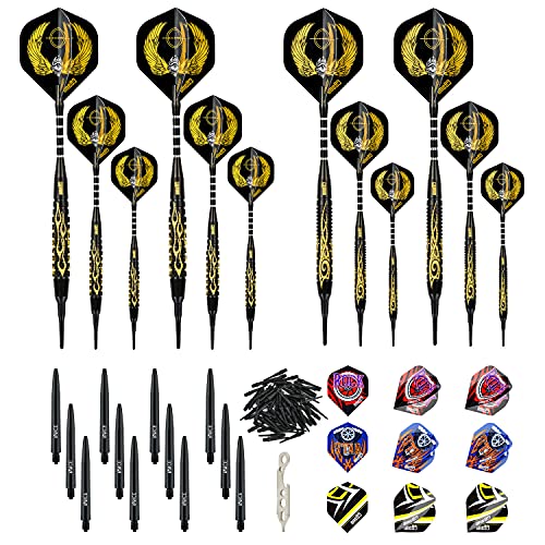One80 Soft Tip Darts Set, 16Grams, 12 Pack Steel/Brass Barrel, With Extra Flights, Aluminum Shafts, Flight Protectors And Tool Kit #TOP1