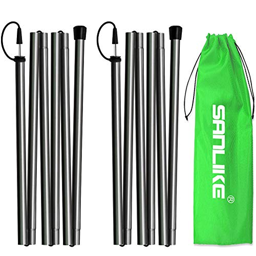 94.5 in Tarp Poles Collapsible Tent Poles for Camping Tarp Shelter Aluminum Awning Replacement Rain Fly Tarp Tent Poles Set of 2 (Aluminum Tarp Pole)