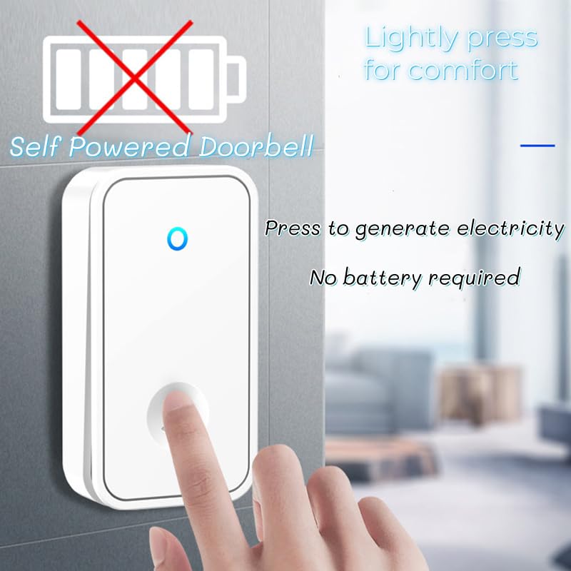 Sonnette sans fil auto-alimentée avec 3 récepteurs étanches IP68
