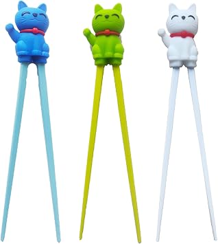 Cute Tableware Learning Training Helper Chopsticks for Kid Beginner Adult 3pcs, Lucky cat
