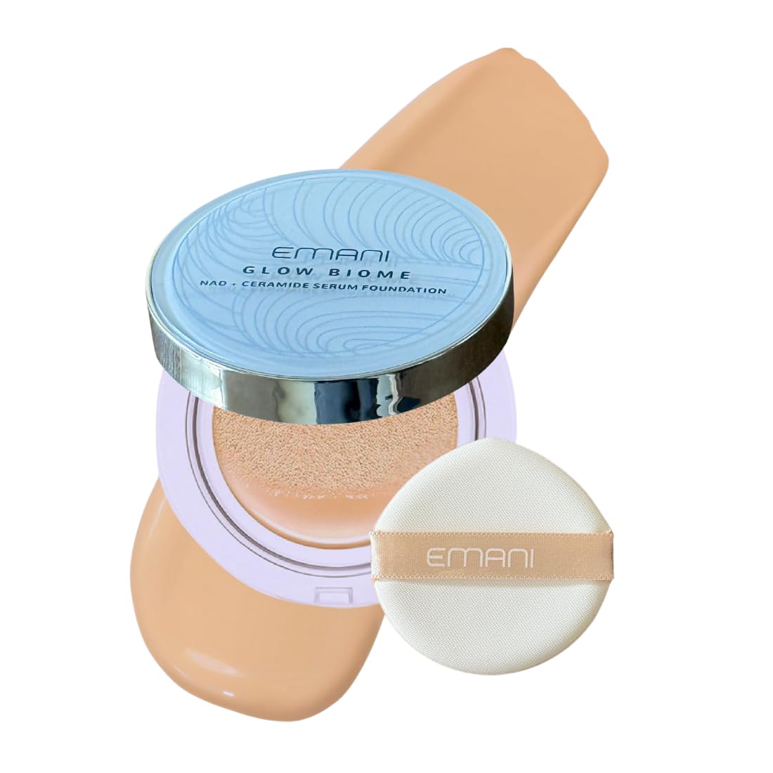 Emani Glow Biome NAD Serum Foundation for Sensitive Skin Lightweight Skin-Like Coverage With Vitamin C Peptides Ceramides Avocado