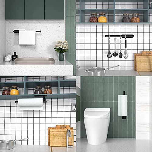 Paper Towel Holder, Self Adhesive Or Screw Mounting, Black Paper Towel Holder Wall Mount, Sus304 Stainless Steel Paper Towel Holder Under Cabinet For Kitchen, Counter, Cabinet, Bathroom #TOP3
