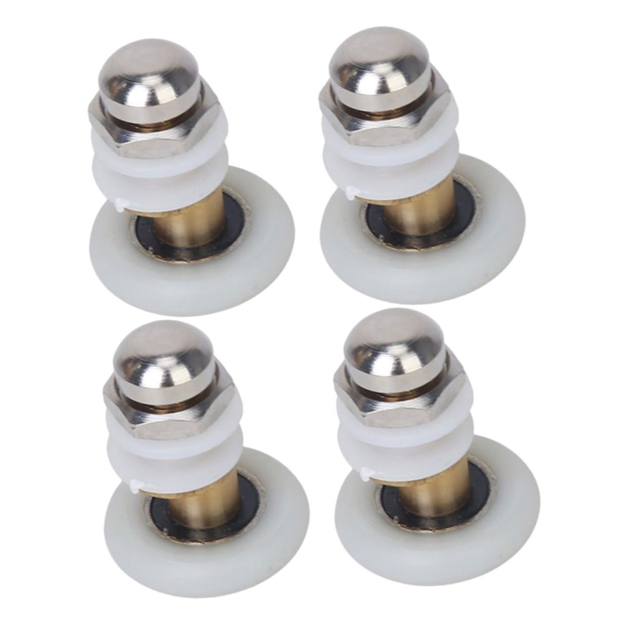 Rodillos para puerta de ducha de vidrio corrediza repuestos de nylon y acero 4 piezas