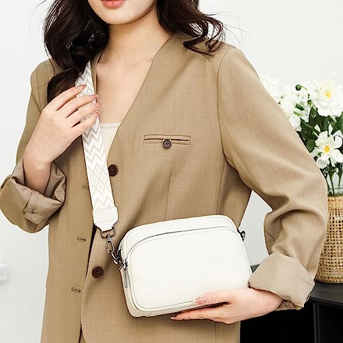 Genuine Leather Crossbody Bag for Women, Shoulder Bag with Adjustable Wide Strap Casual Ladies Handbag2