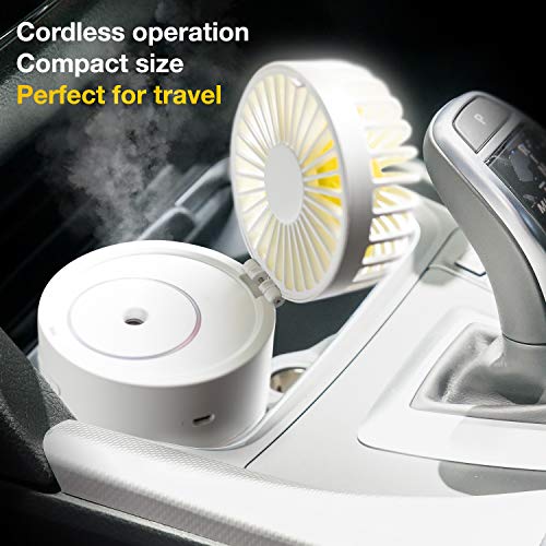 Sciobella Mini Humidifier With Fan - Usb Mini Humidifier For Bedroom, Office Desk, Travel,And Car - 400 Ml 2 Mist Mode 7 Led Light Humidification Atomizer (Blue) #TOP2