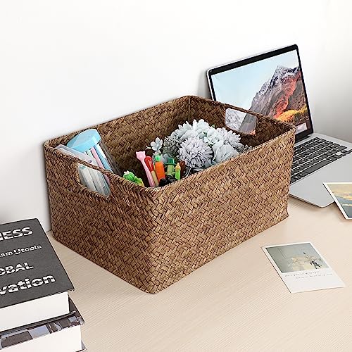 Panier de rangement en jonc de mer Hipiwe rectangulaire pour étagère - 8