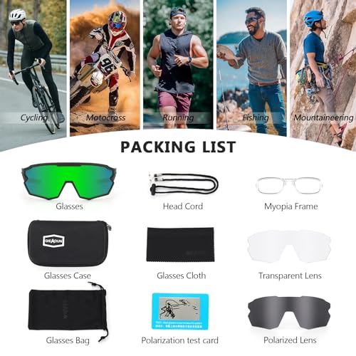GIEADUN Óculos de sol esportivos para ciclismo polarizados adultos e jovens, beisebol, pesca, corrid