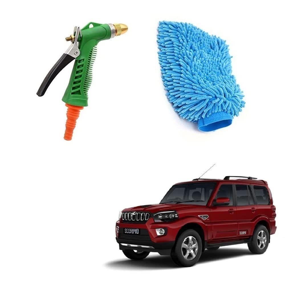 Useful Combo Car Washing Multi Function High Pressure Jet Water Spray with Cleaning Microfiber Cloth Glove Universal Suitable for Mahindra Scorpio 2017 Onward-image-26