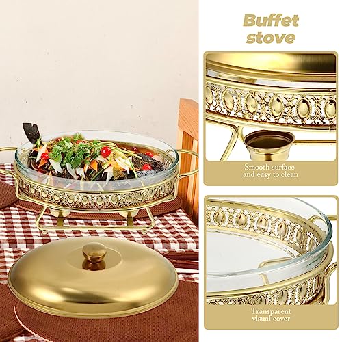 Doitool Buffet Food Tray Stainless Steel Chafing Buffet Dish Oval Chafer Full Size Food Warmer Heating Pan Large Capacity Serving Tray With Lid For Home Restaurant Canteen Warm Buffet Server #TOP3