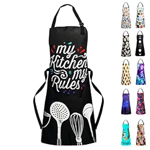 Sosolong Adjustable Waterproof Apron Bib Apron with 2 Pockets Cooking Kitchen Aprons for Women Men Chef, Adult Gifts…