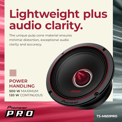 Image of PIONEER P.R.O. Series TS-M651PRO 6.5 inch Speakers (Pair) - 300W Max, Perfect for high-SPL Builds and pro-Level car Audio