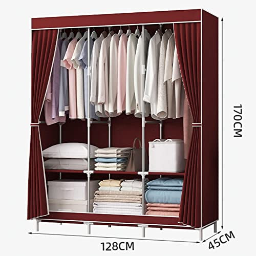 Armario de lona portátil de 128x45x170cm con barra y estantes para ropa 3