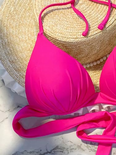 WDIRARA Women's Push Up Halter Triangle Swim Top Tie Back Bikini Tops Swimwear3