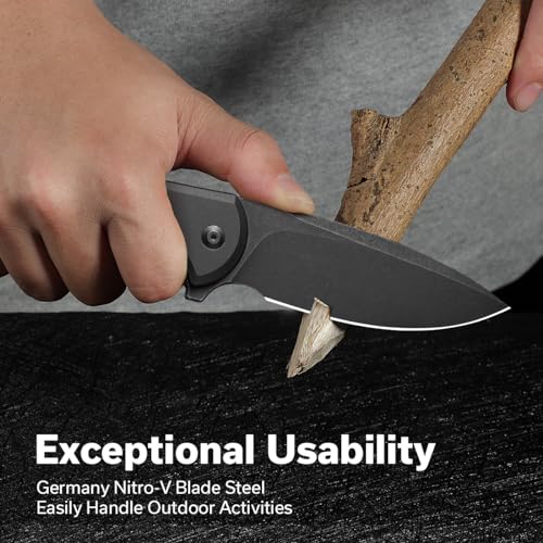 Image of CIVIVI Button Lock Praxis Pocket Knife for EDC, Folding Knife Upgrade with Flipper 3.75 inch Nitro-V Blade plus Aluminum Handle, Cool Stylish Gift for Men Women C18026E-1