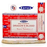Satya Dragon Blood Incense Sticks 180 gm (15GM X 12 Pack) from Satya Sai Baba Nag Champa and Raajsee Incense Sticks Holder Bundle, Free from Chemicals,Natural Insenses