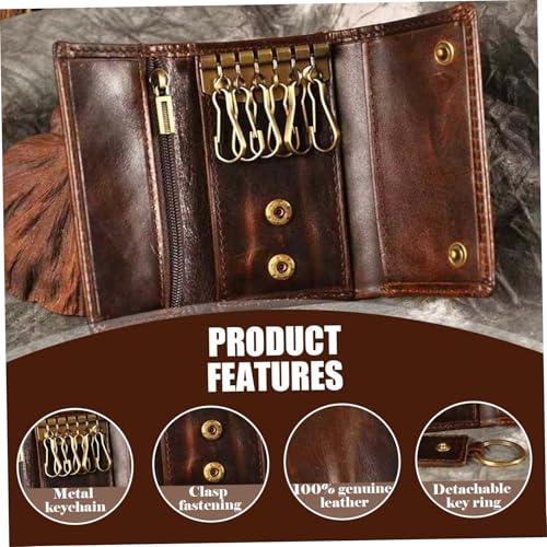 Yeory Key Wallet, Genuine Leather Key Case, Small Leather Holder with Loop Hook Snap Closure Car Case for Keys/Money/Business Cards, Holder3