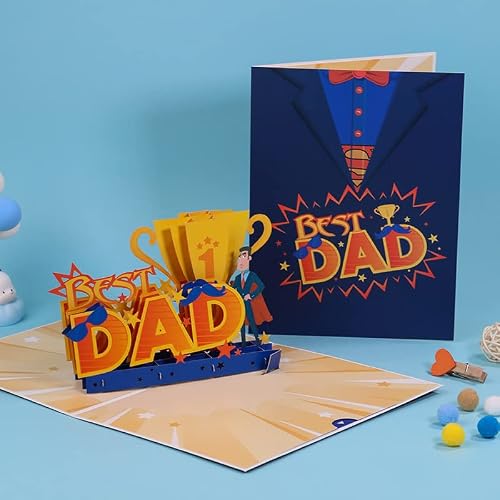 DEESOSPRO Carte Pop-Up 3D pour la Fête des Pères – Design Trophée Superman Best Dad, Carte Pop-Up 3D pour Papa, Cadeau pour la Fête des Pères & Anniversaire de Papa, Époux, Papa – vue 4