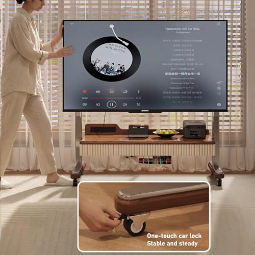 Soporte móvil para TV 40-85 pulgadas con estante y ruedas miniatura 4