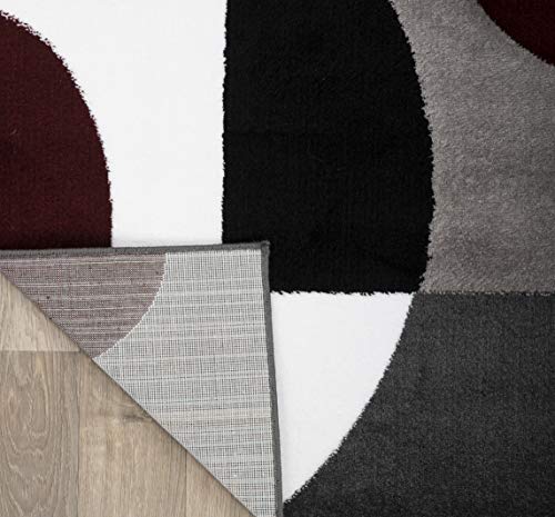 Rugshop Modern Circles Carpet Easy Maintenance For Home Office,Living Room,Bedroom,Kitchen Soft Area Rug 10' X 14' Burgundy #TOP5