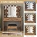 Vabches Vanity Desk with Lights,Makeup Vanity with Power Strip,Dressing Table Set with 2 Large Drawers,Vanity Mirror 3 Lighting Color Adjustable,Rustic Brown