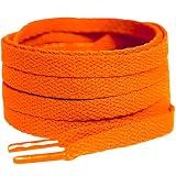 [HIGH FIVE] 靴紐 シューレース 平紐 100cm 120cm 140cm 160cm 無地 スニーカー ローカット ハイカット カラフル SHOELACES 2本セット 100cmネオンオレンジ