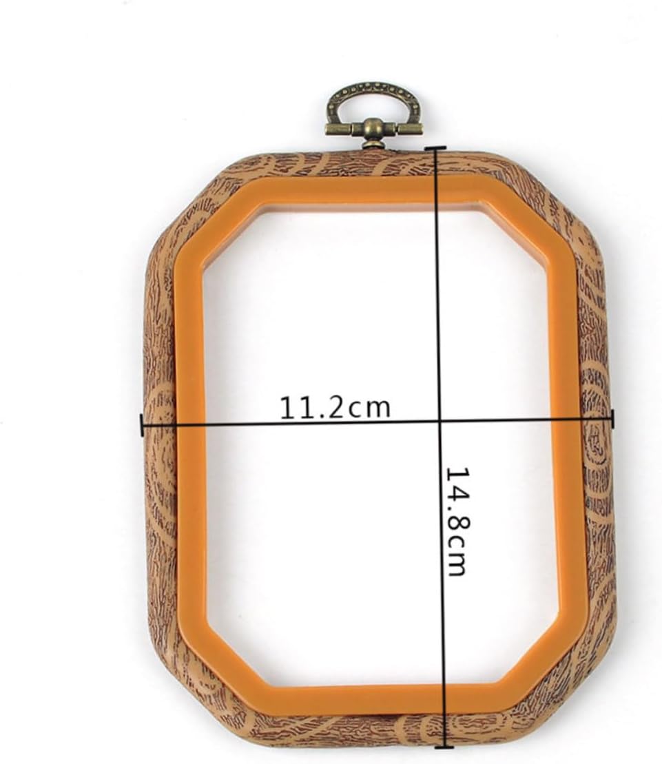 Tofficu 2pcs Imitation Wood Embroidery Hoops for Craft Projects Octagon Rectangle Versatile Sewing Tool for Beginners and Cross