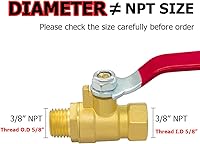 Vista 2 de Hooshing 2 unids 38 pulgadas latón válvula de bola interruptor de apagado 38 "NPT macho x hembra rosca tubería para agua aceite compresor de aire