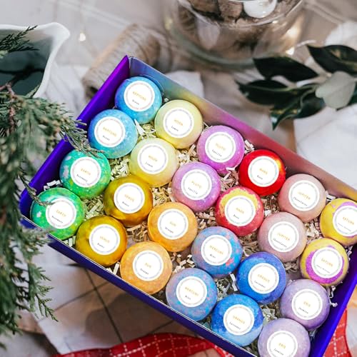 24 Stück Badebomben Geschenk, Bio-Badekugeln mit natürlichen Inhaltsstoffen für sie/ihn/Freundin/Ehefrau zum Geburtstag und zu Ostern