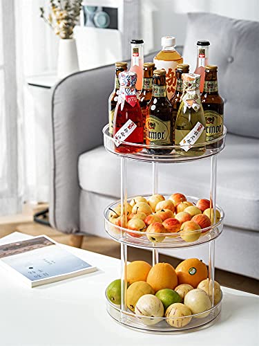 Amasses 3 Tier Clear Lazy Susan Organizer, 360 Degree Rotating Round Lazy Susan Turntable 9" Non-Skid Rotating Organization Storage Container For Kitchen, Cabinet, Pantry #TOP1
