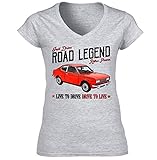  TEESANDENGINES Damen T-Shirt Fiat 128 Coupe 1300 Vintage Grau Gr. XXL, grau