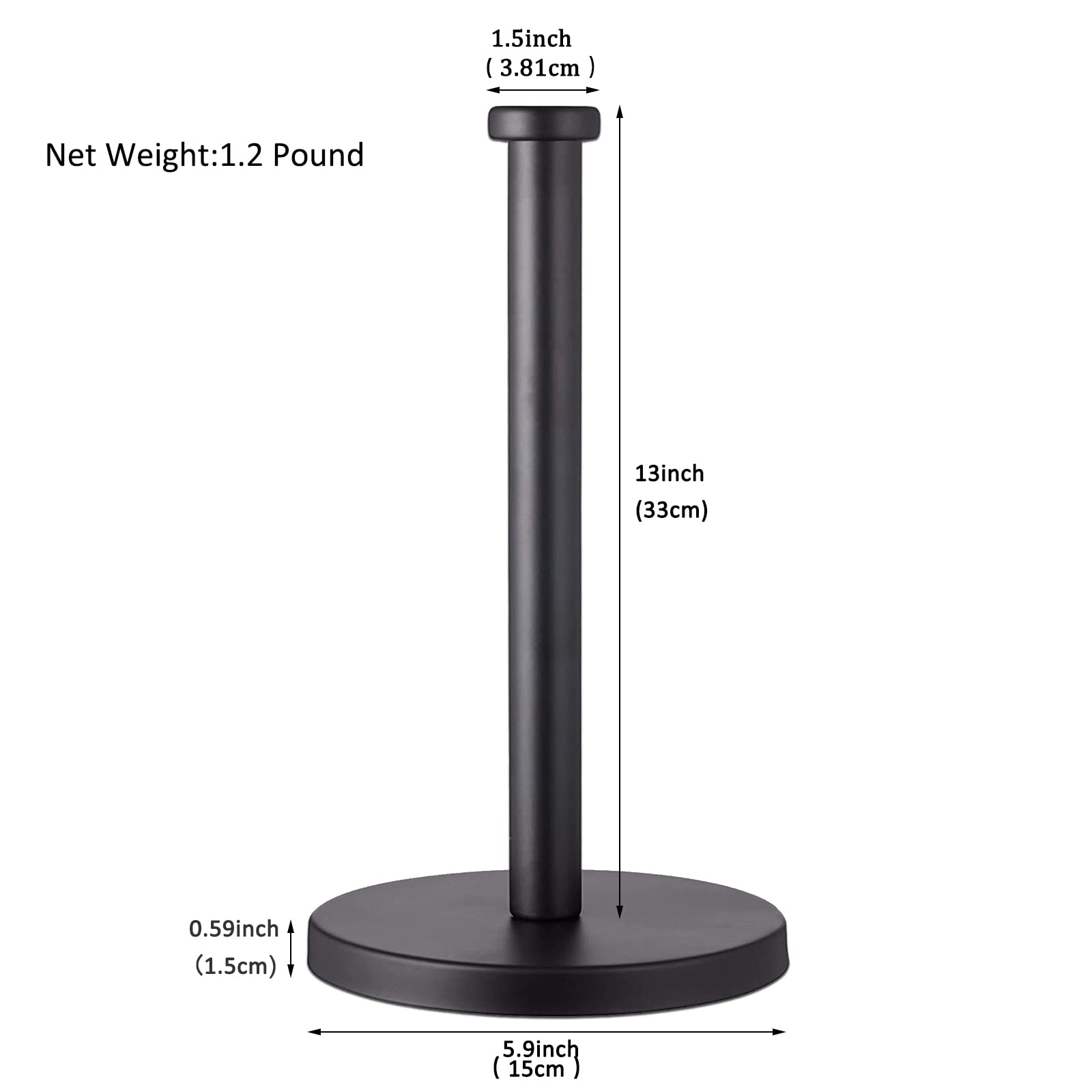 GWGTHZ Stainless Steel Paper Towel Holder, Black Countertop for Kitchen Bathroom, Standing with Weighted Base