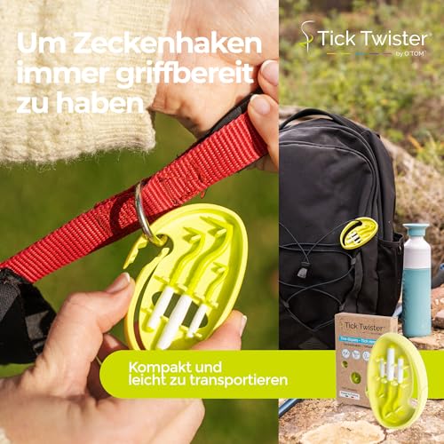 Tick Twister 3 Zeckenhaken für Hunde, Katzen und Menschen – Zeckenzange 3er Set mit Aufbewahrungsbox Sicheres Entfernen ohne Schmerzen – Ideal für Outdoor-Aktivitäten (Grün, 1er-Set)