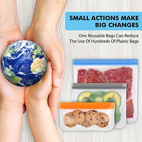 Buy 10 Pack Dishwasher Safe Reusable Ziplock Bags Silicone, Leakproof