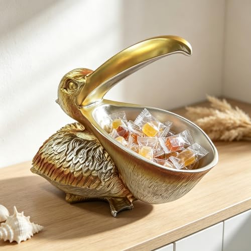 Pelican Key Holder Bowl-Gold Resin Coastal Entryway Desk Trinket Dish Gift by FURUBETA - Used condition - US$21.59