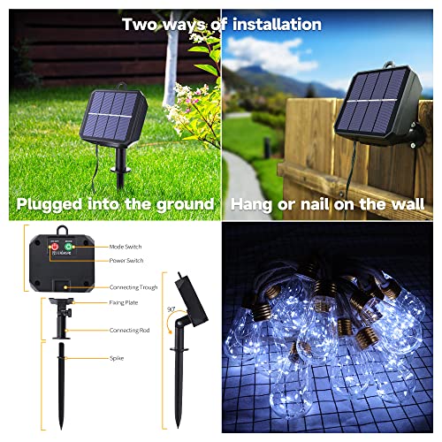 Solar Outdoor String Lights, 20Ft Vintage Rope Hemp Solar Patio Lights, Waterproof White Solar Powered String Lights With 8 Modes 16 Shatterproof Bulbs for Garden Yard Fence Stairs Balcony Café Bistro by Jnaurb - Image 6